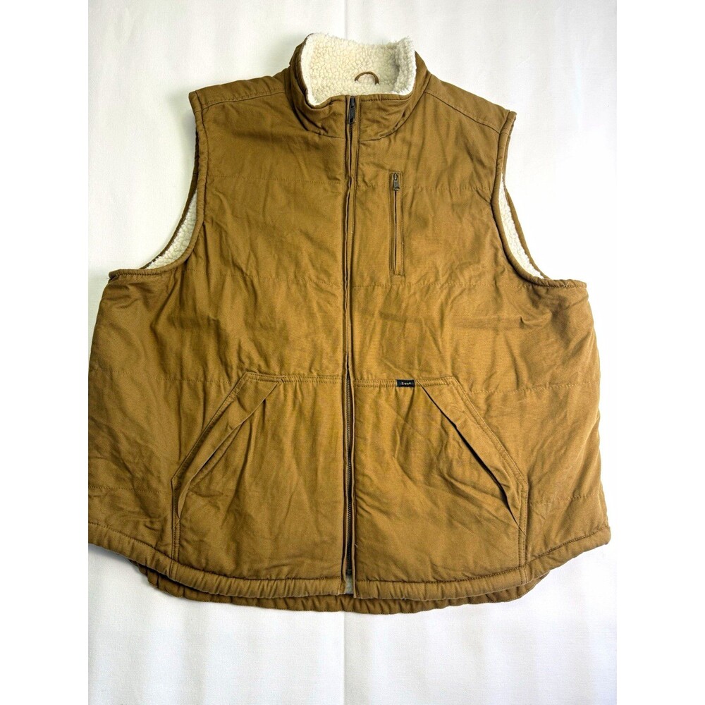 Lee Premium Select Men’s 2XL Brown Cotton Canvas Sherpa Lined Full Zip Vest